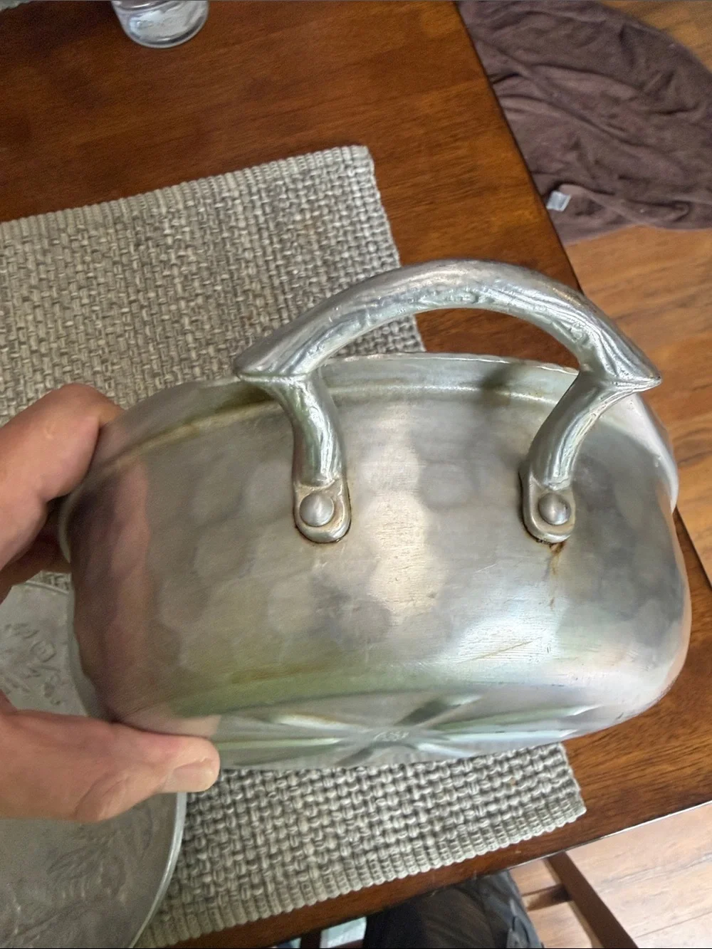 Silver Decorative Covered Casserole Pot - Elegant Floral Design